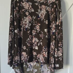 Sew In Love Floral Brown and Pink Top